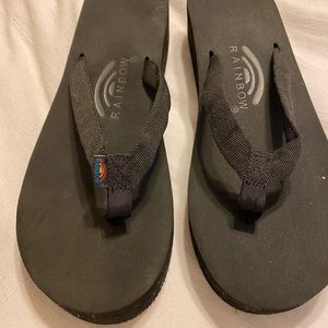 Women’s Sz 10 rainbow flip flop with a 2” heel brand new